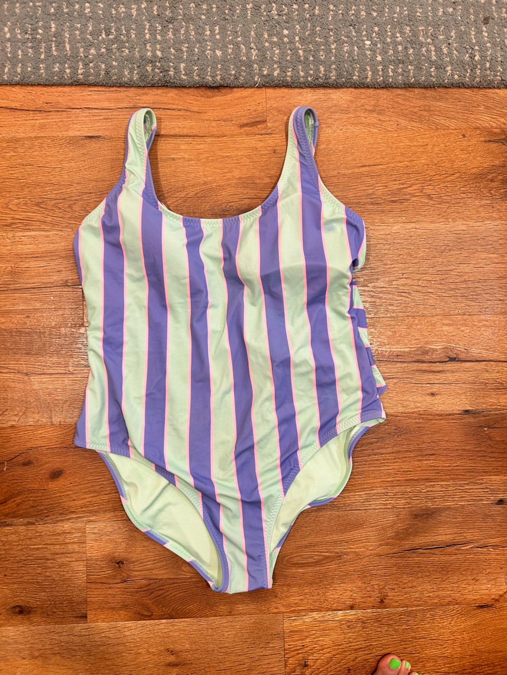 Fabletics Mint and Lavender Striped One-Piece Swimsuit